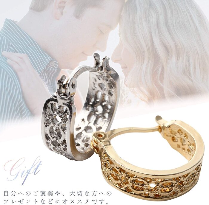 Renervate ピアス 金属アレルギー 18金 18k フープ 揺れる キャッチ シンプル 小さい セット アレルギー ピアス レディース 大人 ブランド ぶらさがり ピアス かわいい 可愛い 韓国 派手 かっこいい 人気 ジュエリー プレゼント 両耳 つけっぱなし シルバー ゴールド(ゴールド)