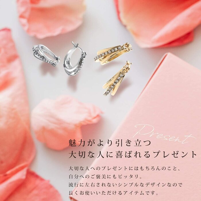 Renervate ピアス 金属アレルギー 18金 18k フープ 揺れる キャッチ シンプル 小さい セット アレルギー ピアス レディース 大人 ブランド ぶらさがり ピアス かわいい 可愛い 韓国 派手 かっこいい 人気 ジュエリー プレゼント 両耳 つけっぱなし シルバー ゴールド(ゴールド)