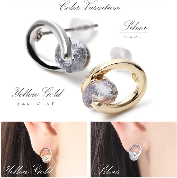 Renervate ピアス 金属アレルギー 18金 18k フープ 揺れる キャッチ シンプル 小さい セット アレルギー ピアス レディース 大人 ブランド ぶらさがり ピアス かわいい 可愛い 韓国 派手 かっこいい 人気 ジュエリー プレゼント 両耳 つけっぱなし シルバー ゴールド(シルバー)