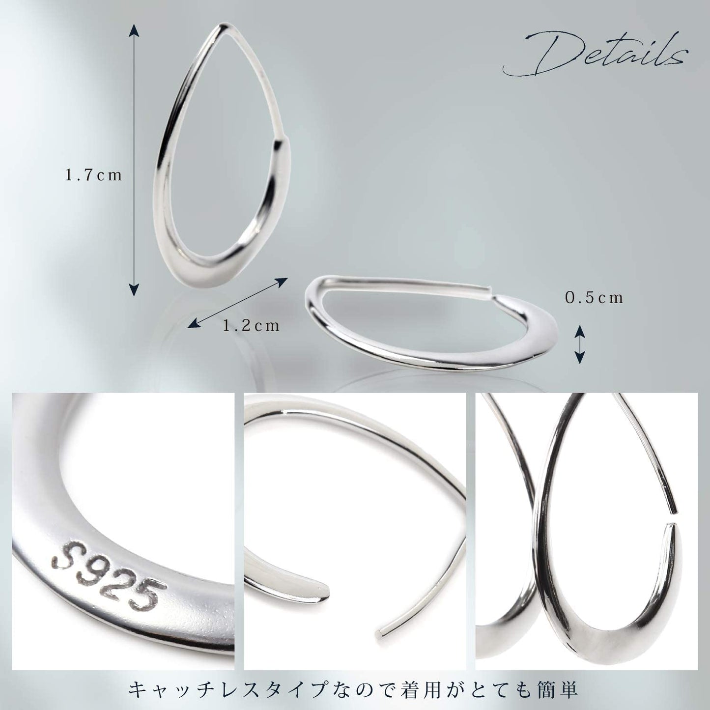 Renervate ピアス レディース 人気 流行 ブランド フープピアス かわいい ファッションピアス ドロップフープピアス 結婚式 パーティー 二次会 オフィス きれいめ シンプル シルバー K18ゴールド仕上げ 女性 アクセサリー 金属アレルギー対応 プレゼント 両耳 セット 直送(ゴールド)