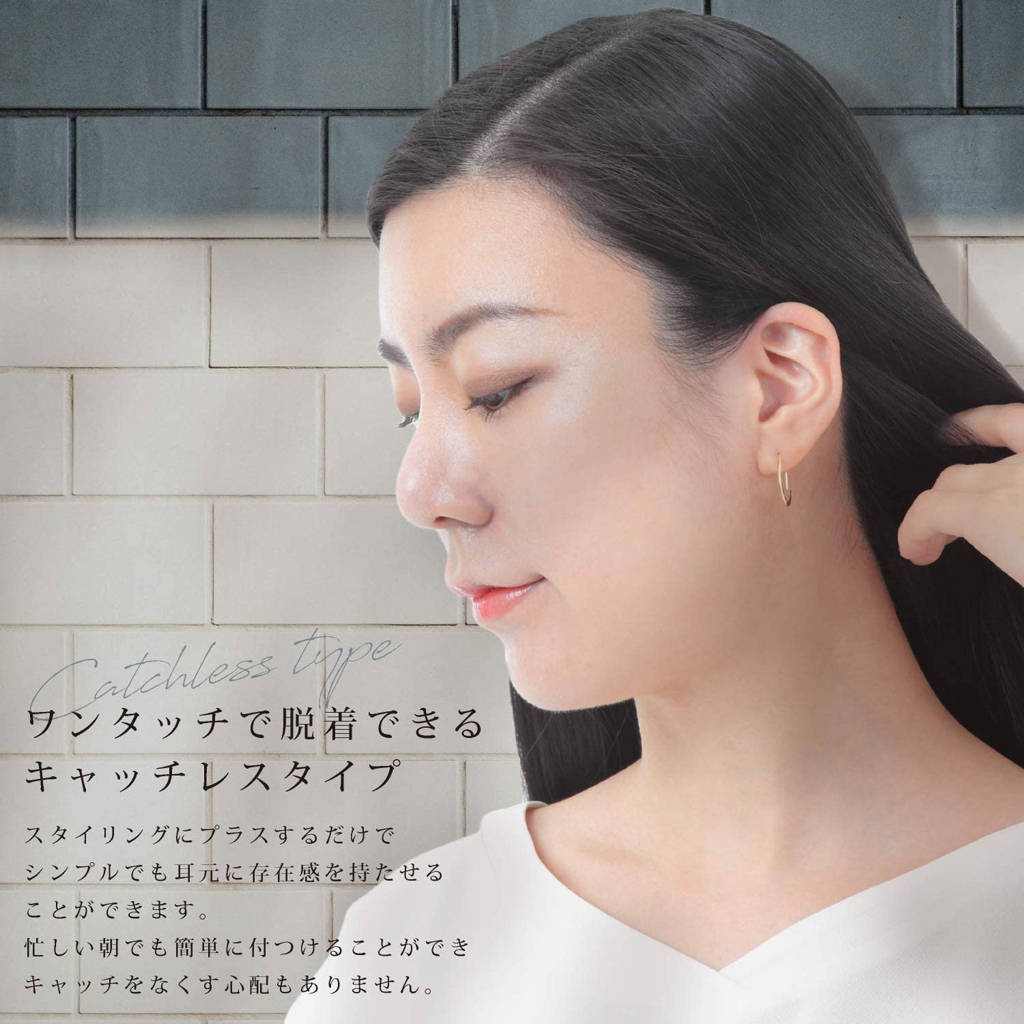 Renervate ピアス レディース 人気 流行 ブランド フープピアス かわいい ファッションピアス ドロップフープピアス 結婚式 パーティー 二次会 オフィス きれいめ シンプル シルバー K18ゴールド仕上げ 女性 アクセサリー 金属アレルギー対応 プレゼント 両耳 セット 直送(シルバー)