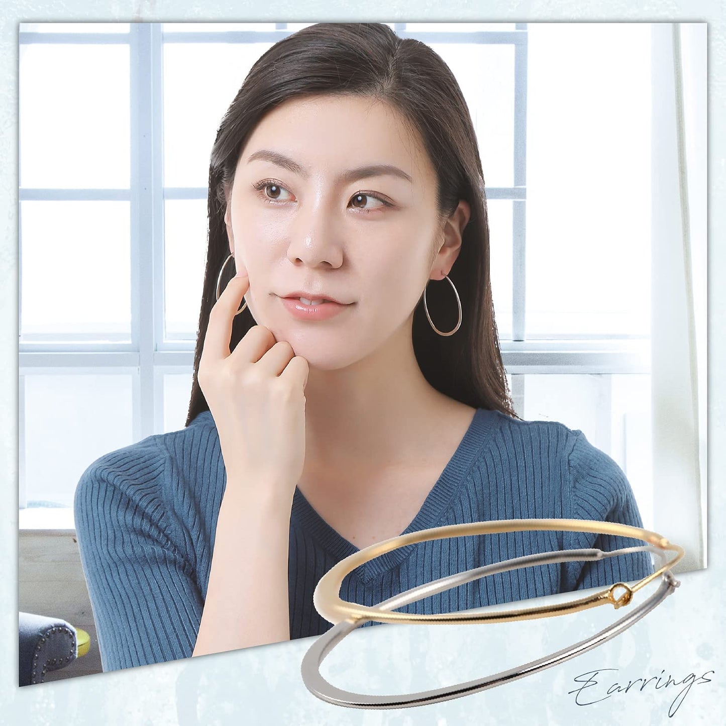 Renervate ピアス レディース 人気 シンプル 揺れる 大きめ フープピアス ブランド ゴールド シルバー 女性 ピアス イヤリング 18kコーティング 結婚式 お呼ばれ パーティー 二次会 パーツ キャッチ 金属アレルギー対応 プレゼント 両耳 セット(シルバー)