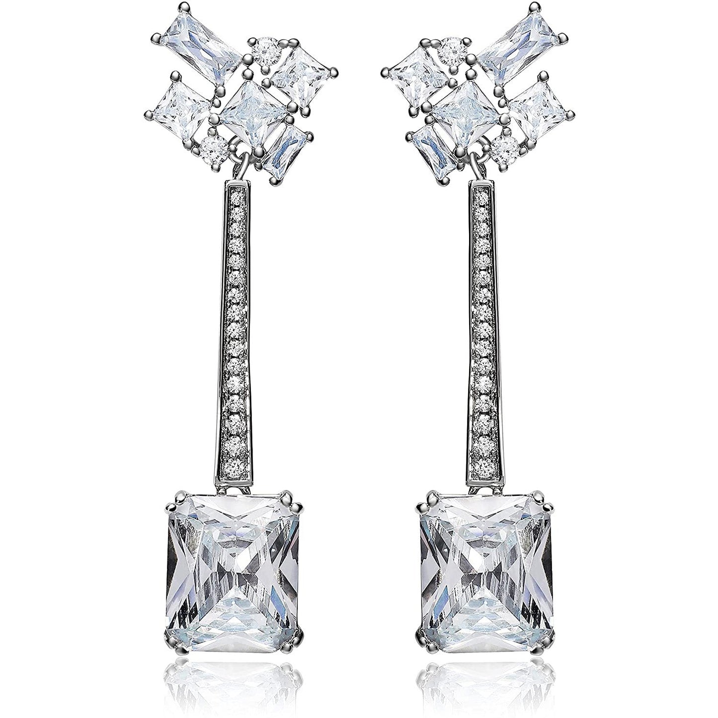 A neige ピアス レディース 人気 金属アレルギー対応 ジュエルボックス レディースピアス スワロフスキー 揺れるピアス ブランド シンプル シルバー ゴールド 18k加工 イヤリング  アクセサリー 樹脂 誕生日 プレゼント 結婚記念日 女性 大人 jewelvox かわいい 両耳 セット(シルバー)