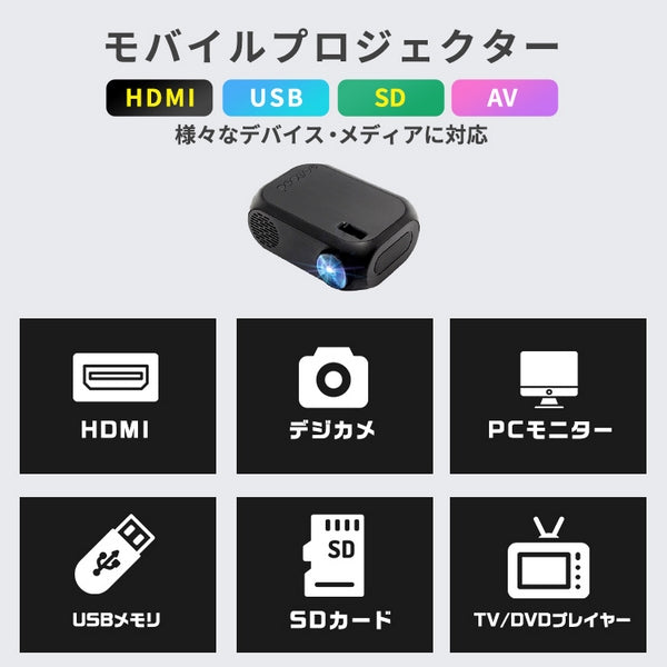 モバイルプロジェクター 600 ルーメン ブラック mbp-001