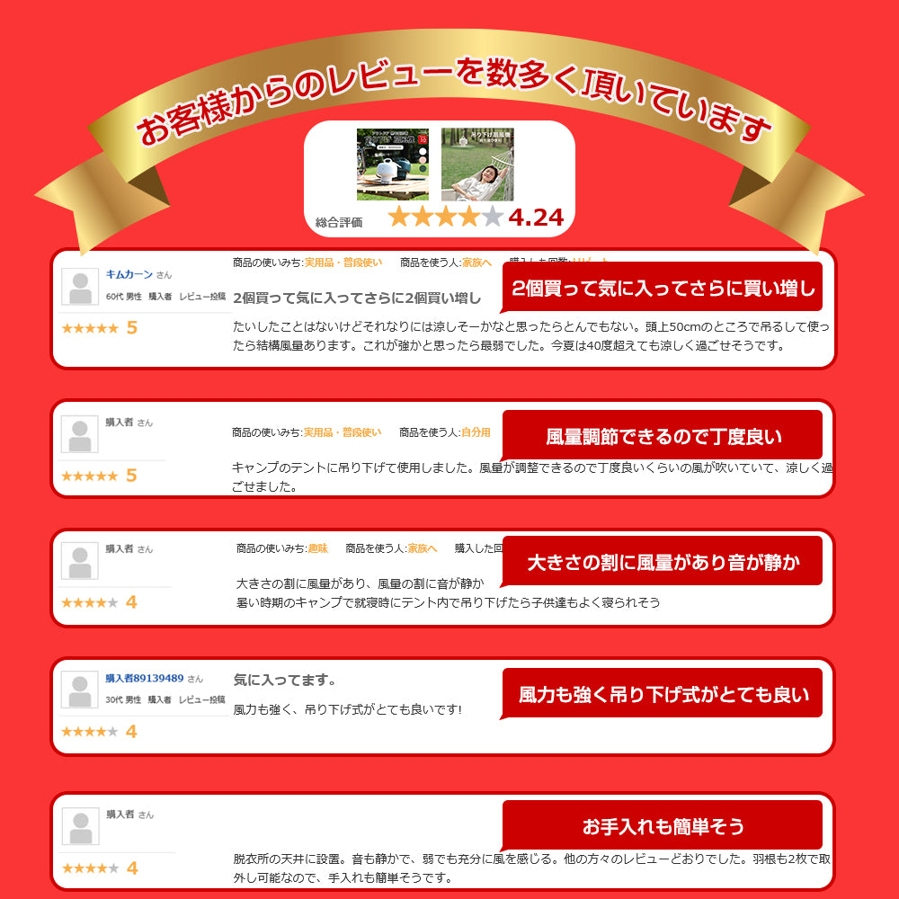 【3人シェア買いでお得】充電式吊下げ扇風機 ダークグリーン ケース付き