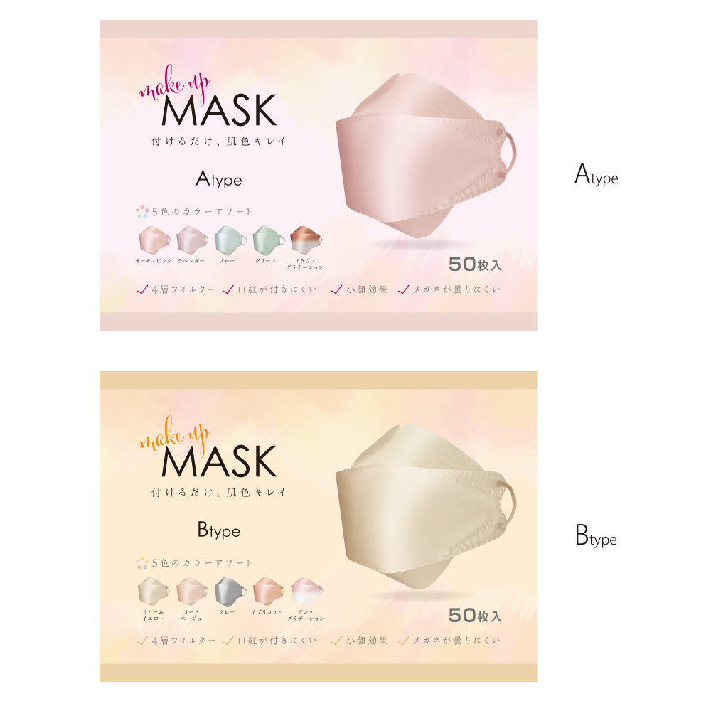 Aタイプ   Make Up Mask-Atype　3D立体 血色マスク　50枚