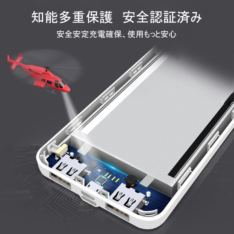 モバイルバッテリー スマホ充電器 大容量 12000mAh 小型 急速充電器 PSE認証済 残量表示 2台同時充電 携帯充電器 iPhone/iPad/Android 各種対応 送料無料