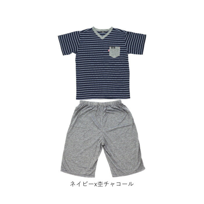 【グレー・Mサイズ】 パジャマ メンズ 半袖 通販 5分丈パンツ おしゃれ 寝巻 半ズボン 紳士パジャマ 春 夏 シンプル ルームウェア 敬老の日 父の日 プレゼント ギフト ナイトウェア m l サイズ 夏用