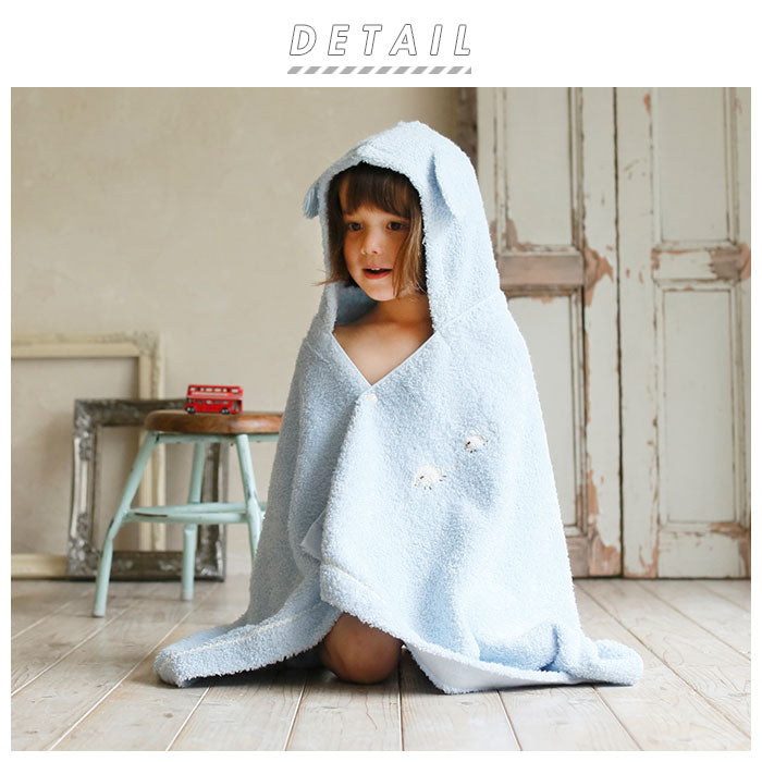 【ピンク・フード付きバスタオル】 バスタオル フード付き 通販 可愛い おしゃれ ふわふわ ふんわり タオル 今治 日本製 綿 コットン 100% バスローブ 子ども ひつじ 刺繍 おくるみ 出産祝い ギフト Meringue メレンゲ