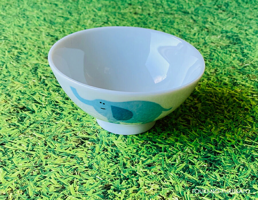 MEAL(ミール)キッズ　ゾウVPご飯茶碗  象さん ぞう 水色 男の子用 白磁 電子レンジOK 食洗機OK 子供用 キッズ用 食器 子供サイズ かわいい アニマル 動物 キャラクター　ごはんちゃわん ライスボウル 飯碗  美濃焼 国産 安心 日本製 陶器のふる里 trys亜