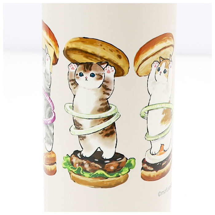 【ハンバーガーにゃん】 水筒 直飲み ステンレス 通販 モフサンド 猫 グッズ ステンレスボトル ワンタッチ 保冷 保温 約 500ml 480ml ぢゅの おしゃれ かわいい ネコ 猫柄 マイボトル マグボトル ワンプッシュ