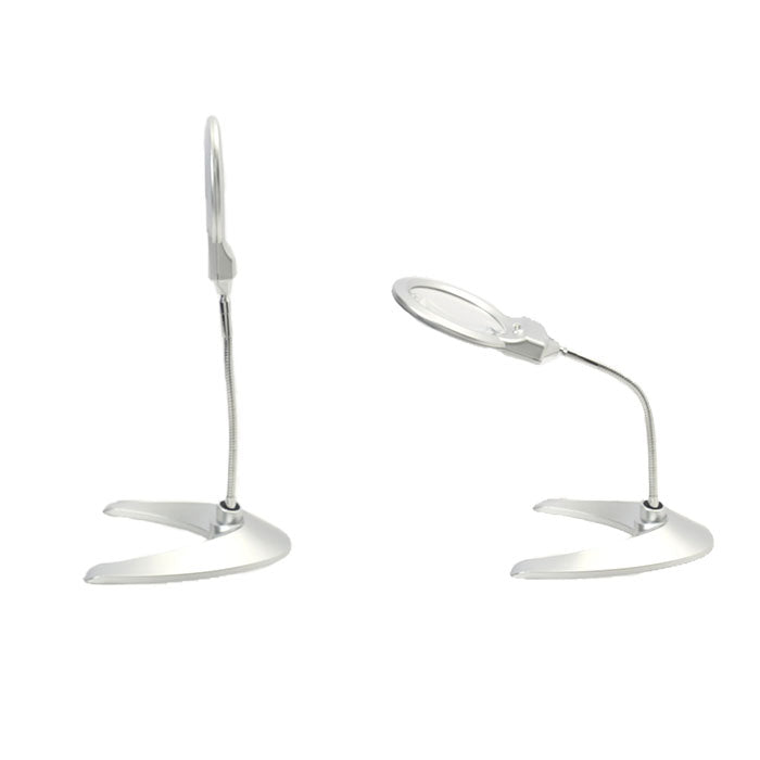 【シルバー・ルーペLEDライト付】 ライト付き スタンドルーペ 通販 拡大鏡 ルーペ スタンド LED ledライト付 卓上 虫眼鏡 虫メガネ 虫めがね スタンドタイプ 読書 新聞 裁縫 趣味 ホビー 製作 スマホ タブレット 父の日