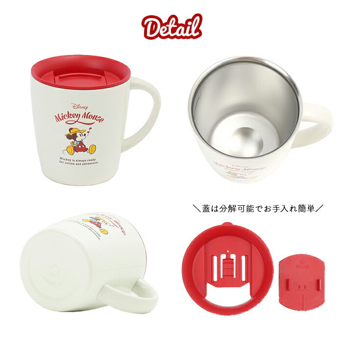 【レッド・マグカップ】 マグカップ 保温 通販 フタ付 ディズニー グッズ 蓋付き かわいい ステンレス 保冷 ミッキー ミニー プーさん ブランド アスベル おしゃれ キャラクター 容量 330ml ホット アイス