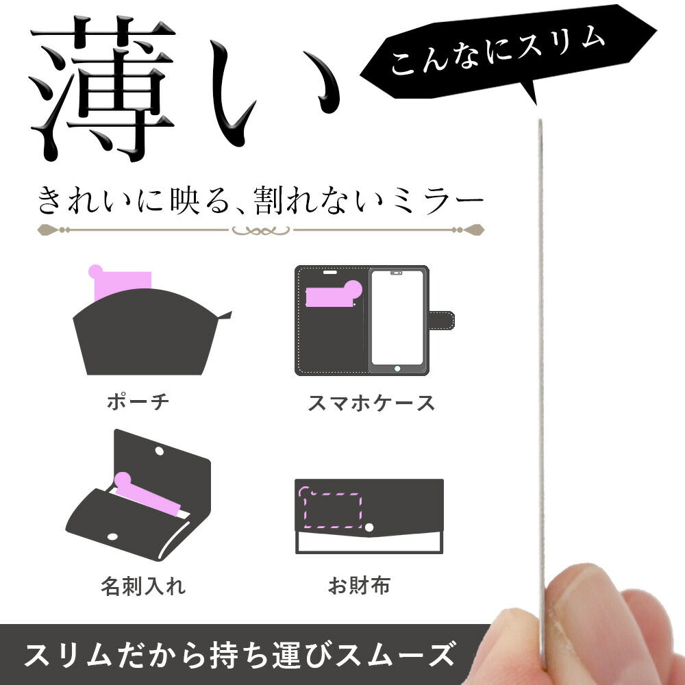 ミラー コンパクトミラー ハンドミラー おしゃれ かわいい シンプル 割れない鏡 手鏡 カードサイズ 名刺入れやカード入れに 専用ケース付き プレゼント