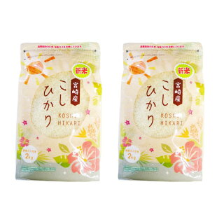 4kg (白米 2kg×2袋) 令和２年産  宮崎県産コシヒカリ