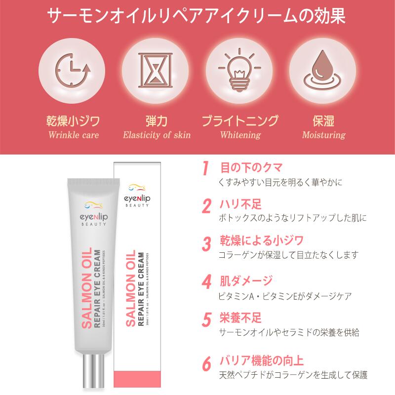 サーモンオイル リペア アイクリーム 30ml アイケア 美容クリーム 栄養クリーム 美容液 目元ケア ボトックス クマ くすみ ハリ コラーゲン 保湿 エイジングケア eyenlip アイアンリップ スキンケア 韓国コスメ 定形外 送料込み