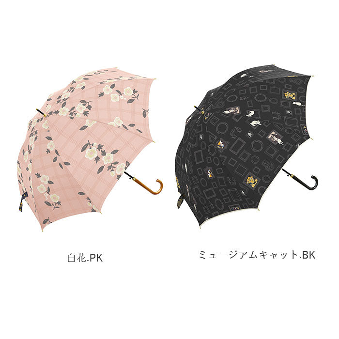 【白花.PK・耐風長傘】 傘 レディース ジャンプ 通販 長傘 軽量 おしゃれ ジャンプ傘 60cm 8本骨 耐風 グラスファイバー 丈夫 傘 雨傘 ワンタッチ 大人 かわいい 通勤 通学 婦人傘 女性用 ワールドパーティ