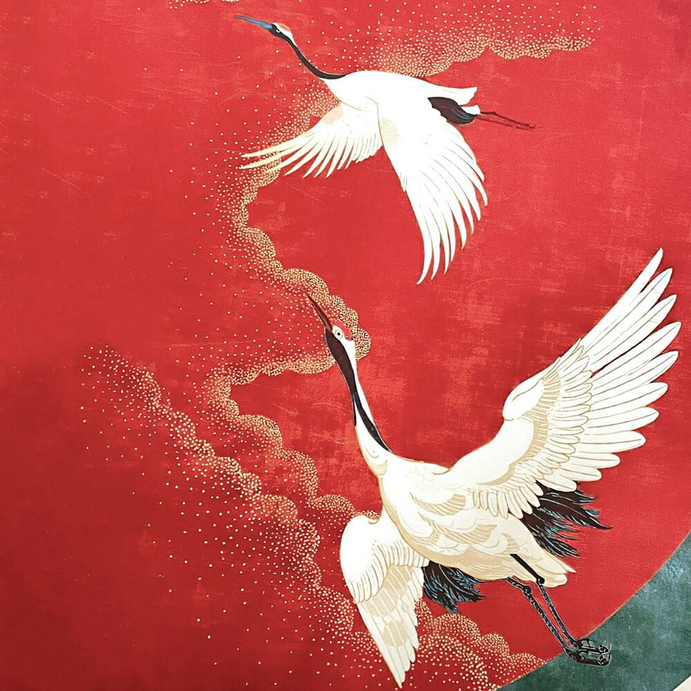 掛け軸 用 ポスター 二羽の鶴 鳥 丸型 バード bird 風水 タペストリー 掛軸用 壁掛け 室内 インテリア おしゃれ 絵 玄関 部屋 和室 飾り 壁 風水グッズ 金運 壁掛け 開運祈願 金運祈願 風水 アイテム 開運 財産運 出世運 幸福
