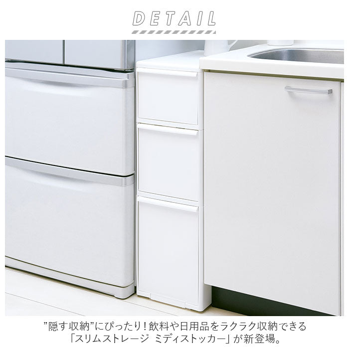 【オールホワイト・収納】 隙間収納 25.5cm 通販 すきま収納 収納ケース 引き出し 奥行46.5 キッチンラック スリム キッチン 収納 ストッカー リビング 冷蔵庫横 シンク横 洗面所 ランドリー 洗濯機横 ライクイット