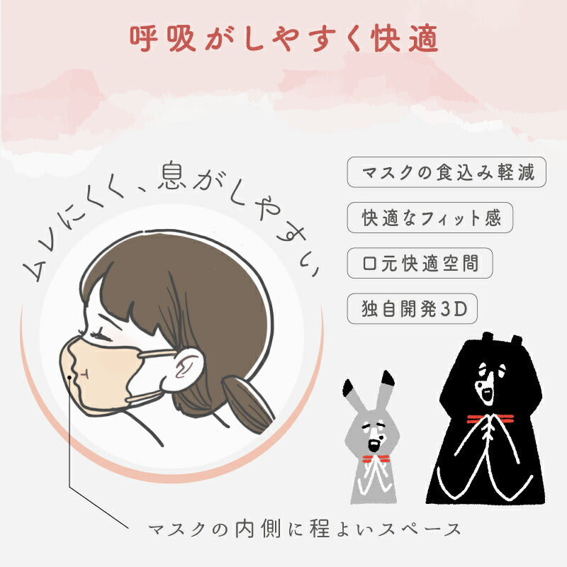 （ラベンダー 子供）【マスク工業会正会員  日本カケン認証あり JIS 】3Dマスク 立体マスク 30枚 血色マスク 不織布 3D 小顔 カラーマスク 使い捨て 口紅がつきにくい 呼吸がしやすい 通気性 かわいい 人気