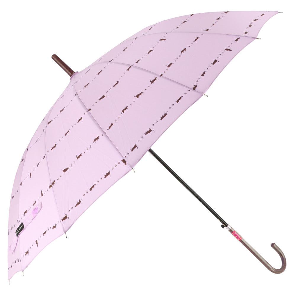 【パープル・17340.シルエットキャッツ】 傘 レディース ジャンプ 通販 16本骨 55cm 長傘 可愛い amusant sous la pluie 軽量 おしゃれ 大人 かわいい シンプル 通勤 通学 グラスファイバー骨 丈夫 折れにくい ジャンプ傘 軽い