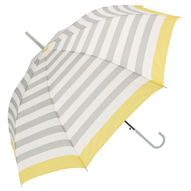 【グレー・23440.ベーシックボーダー】 傘 レディース 長傘 通販 58cm 長傘 可愛い amusant sous la pluie 軽量 シンプル おしゃれ 大人 かわいい 通勤 通学 軽い ジャンプ傘 グラスファイバー骨 丈夫 折れにくい 雨傘