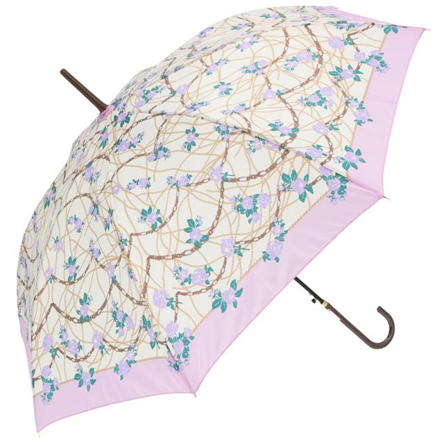 【パープル・23450.ローズチェーン】 傘 レディース 長傘 通販 58cm 長傘 可愛い amusant sous la pluie 軽量 シンプル おしゃれ 大人 かわいい 通勤 通学 軽い ジャンプ傘 グラスファイバー骨 丈夫 折れにくい 雨傘