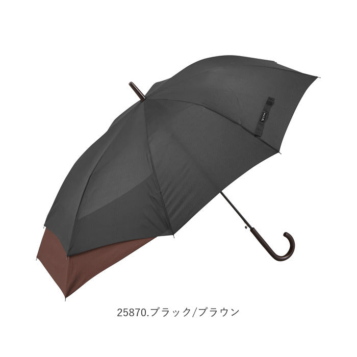 【25870.ネイビー/カーキ・長傘60cm】 傘 メンズ 大きい 通販 伸びる傘 60cm 大きめ 紳士傘 FRP グラスファイバー骨 シンプル 雨傘 おしゃれ ブラック ネイビー 無地 ブランド アミュゾンスーラプルイ amusant sous la pluie