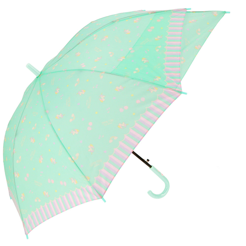 【キャンディユニコーンMINT・長傘】 キッズ 傘 男の子 通販 伸びる傘 55cm 雨傘 傘 シンプル 無地 雨具 レイングッズ 子供 子ども こども ボーイズ おしゃれ 通学 プレゼント 贈り物