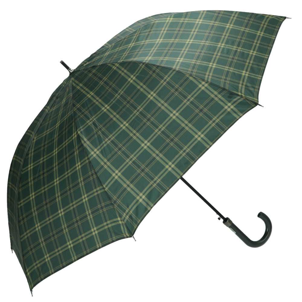 【25340.格子グリーン】 傘 メンズ ジャンプ 通販 大きい 70cm グラスファイバー骨 丈夫 ワンタッチ ジャンプ 雨傘 紳士傘 ブラック ネイビー おしゃれ 通勤 通学 雨の日 かさ カサ