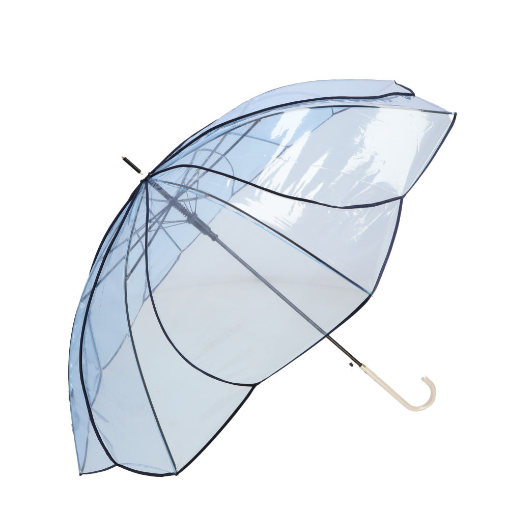 【フラワーフォルムSKYxNV】 ビニール傘 花びら 通販 60cm 長傘 雨傘 傘 ワンタッチ傘 ジャンプ傘 レディース amusant sous la pluie 透明 カサ かさ 大きめ 女子 高校生 通学 通勤 おしゃれ かわいい
