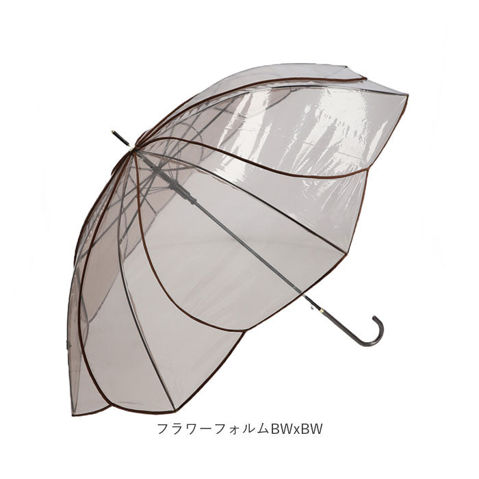 【フラワーフォルムSKYxNV】 ビニール傘 花びら 通販 60cm 長傘 雨傘 傘 ワンタッチ傘 ジャンプ傘 レディース amusant sous la pluie 透明 カサ かさ 大きめ 女子 高校生 通学 通勤 おしゃれ かわいい