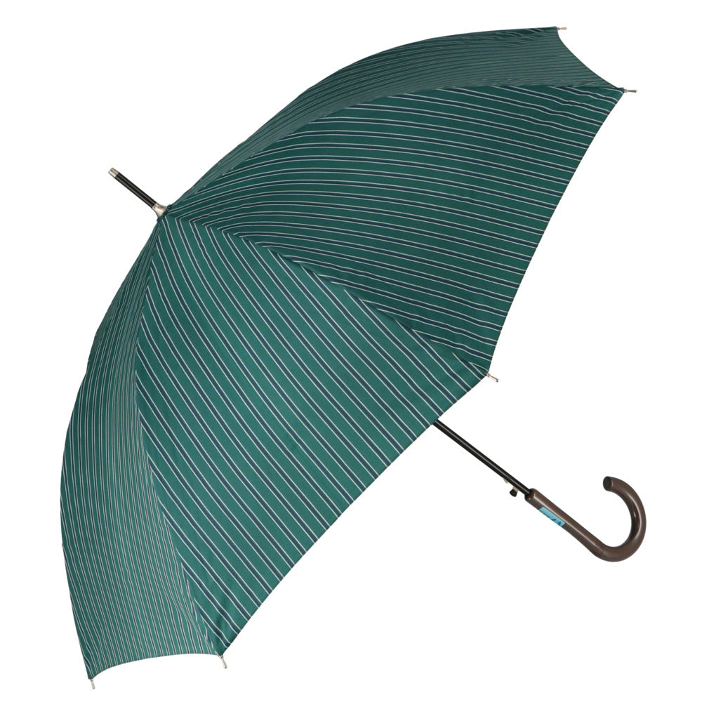 【モスグリーン・27500.縦ストライプ】 傘 レディース 耐風 通販 60cm 長傘 可愛い amusant sous la pluie 耐風傘 グラスファイバー骨 丈夫 壊れにくい 大人 かわいい おしゃれ 通勤 通学 シンプル Z骨 耐風骨 カジュアル 雨傘