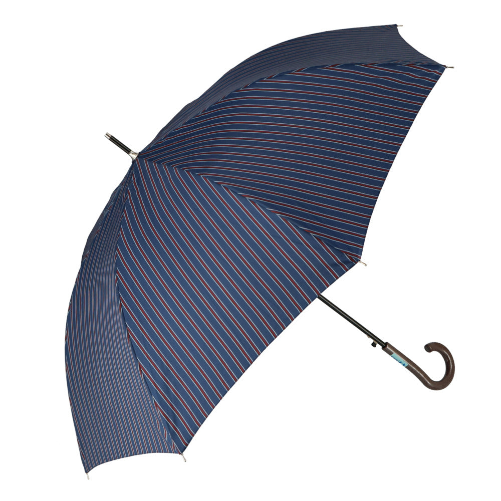 【ネイビー・27500.縦ストライプ】 傘 レディース 耐風 通販 60cm 長傘 可愛い amusant sous la pluie 耐風傘 グラスファイバー骨 丈夫 壊れにくい 大人 かわいい おしゃれ 通勤 通学 シンプル Z骨 耐風骨 カジュアル 雨傘