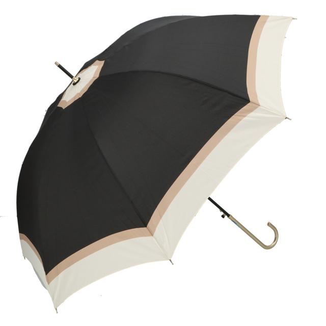 【ブラック・17140.ナチュラルボーダー】 傘 レディース 耐風 通販 60cm 長傘 可愛い amusant sous la pluie 耐風傘 グラスファイバー骨 丈夫 壊れにくい おしゃれ 大人 かわいい 軽い 軽量 通勤 通学 シンプル スリム 雨傘