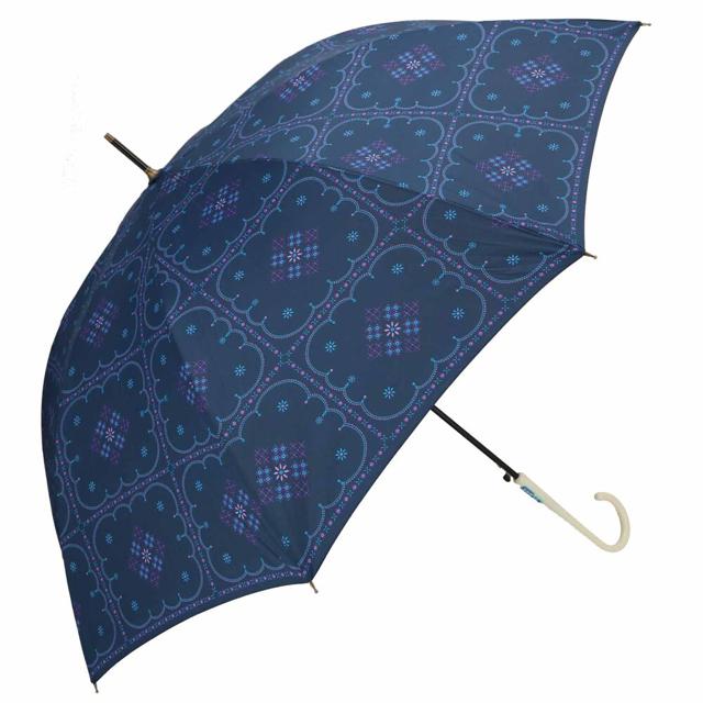 【ネイビー・17320.ボヘミアンフラワー】 傘 レディース 耐風 通販 60cm 長傘 可愛い amusant sous la pluie UVカット 紫外線対策 耐風傘 グラスファイバー骨 丈夫 おしゃれ 大人 かわいい 軽い 軽量 通勤 通学 日傘 雨傘