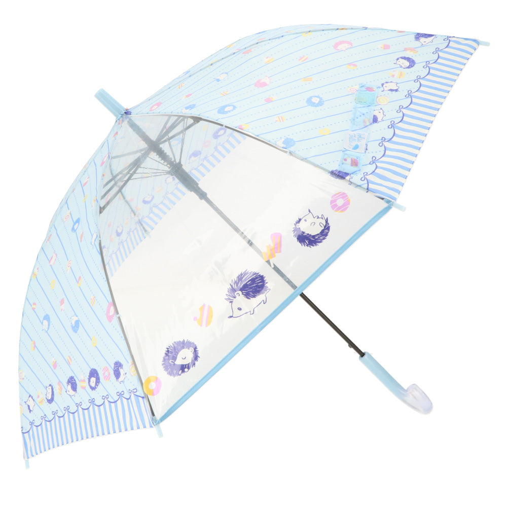 【スカイ・28400.ハリネズミ】 傘 子供用 女の子 通販 長傘 キッズ 55cm かわいい amusant sous la pluie グラスファイバー骨 雨傘 軽量 おしゃれ 可愛い ジュニア 子ども傘 丈夫 女子 女児 小学生 登校 小学校 通学