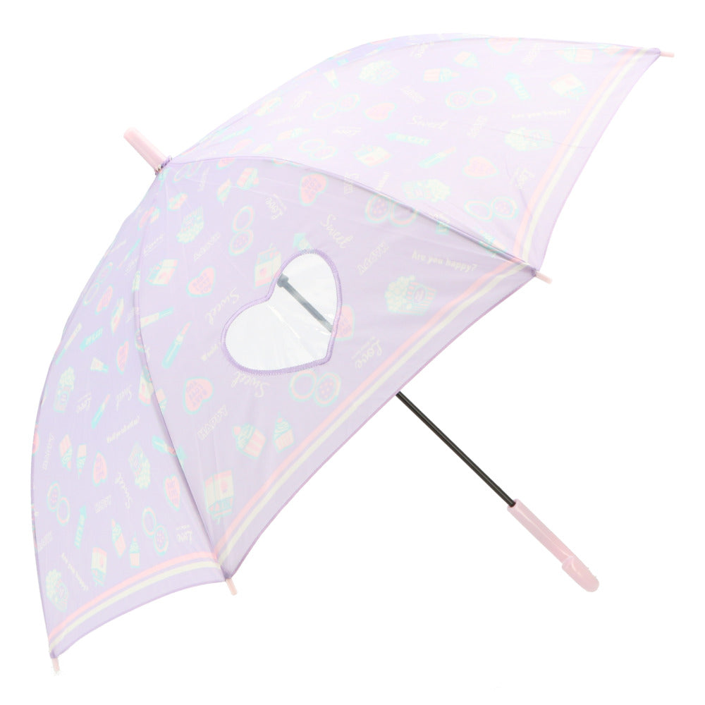 【パープル・24490.オルチャン】 傘 子供用 女の子 通販 長傘 キッズ 55cm かわいい amusant sous la pluie グラスファイバー骨 雨傘 軽量 おしゃれ 可愛い ジュニア 子ども傘 丈夫 女子 女児 小学生 登校 小学校 通学