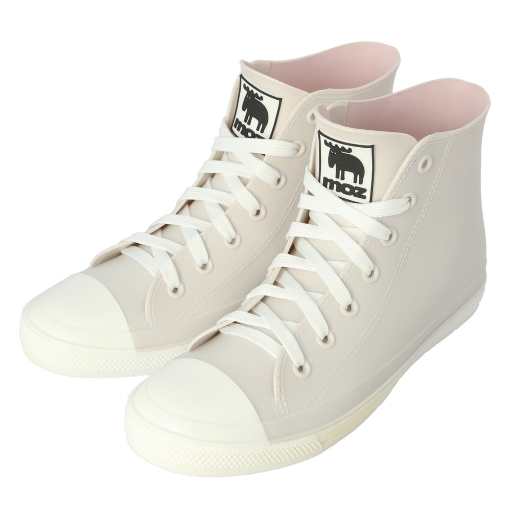 【BEIGE・M約23cm】 レインブーツ レディース moz 通販 モズ レインシューズ MZ-8417 スニーカー おしゃれ 通勤 通学 レインスニーカー 晴雨兼用 滑りにくい 防水設計 履きやすい 歩きやすい ハイカット