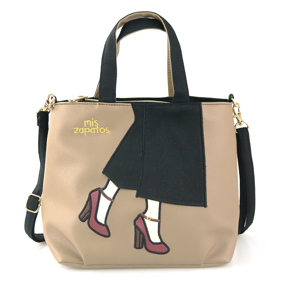 【7233.BEIGE・ショルダー】 ミスサパト ショルダーバッグ 通販 レディース 斜めがけ 大人 小さめ 2way トートバッグ ミニトート 通勤 通学 サブバッグ 軽量 軽い ポーチ付き 合皮 フェイクレザー ミニショルダー