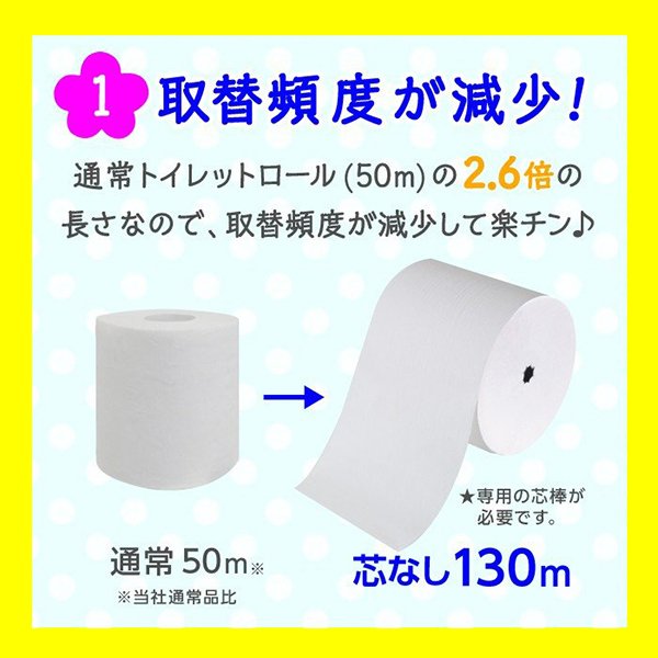 トイレットペーパー 丸富製紙 ペンギンコアレス シングル130m 6ロール×10パック