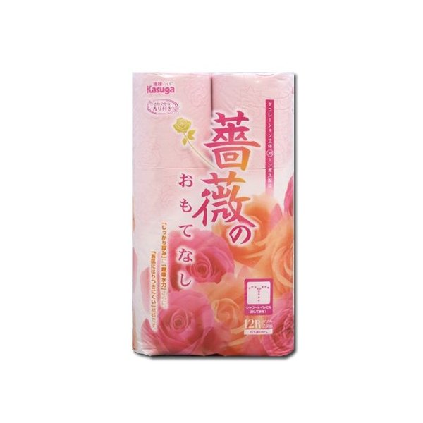 トイレットペーパー 春日製紙 薔薇のおもてなし ダブル25m 12ロールＸ8パック