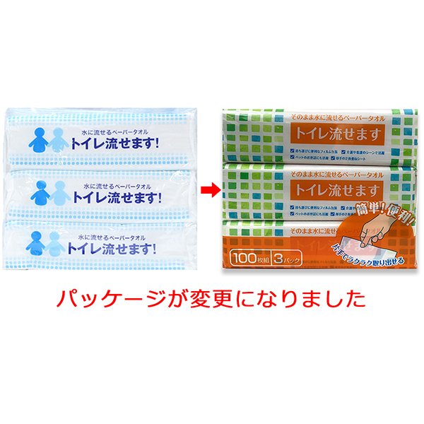 トイレに流せる介護用ペーパータオル マスコー製紙 トイレ流せます100W 3個入りＸ16パック