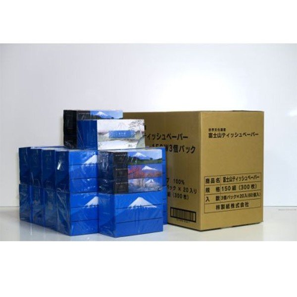 箱ティッシュ 世界文化遺産 富士山ティッシュ150W 3個パックＸ20個 HS0315