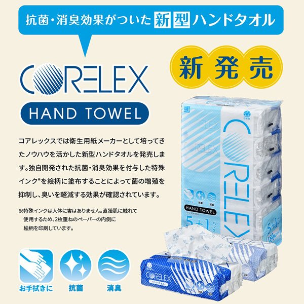 ハンドタオル ペーパータオル コアレックス180W 6個入りＸ10パック