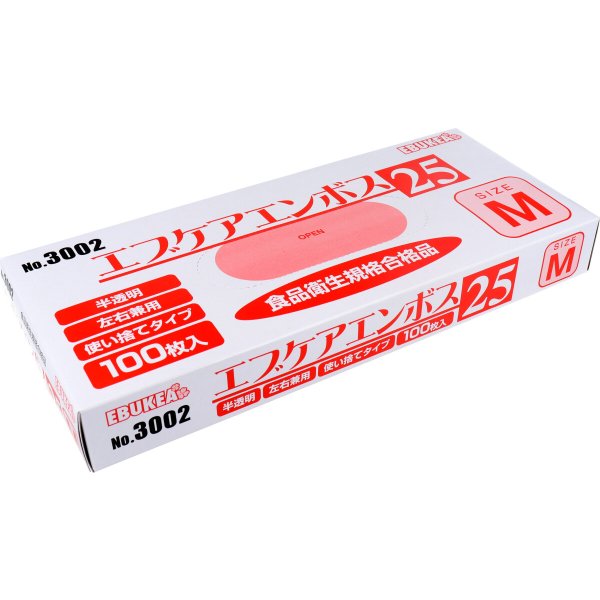 使い捨てポリ手袋 エブノ    半透明 100枚×30箱 3サイズ