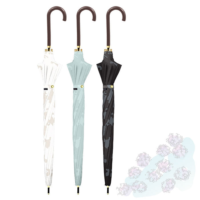 【フローラルガーデンNAVY・傘】 傘 レディース ジャンプ 通販 55cm グラスファイバー 12本骨 長傘 雨傘 雨具 丈夫 natural basic ナチュラルベーシック かさ カサ 婦人傘 花 星 猫 雨グッズ レイングッズ
