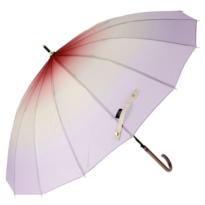 【ウィステリアPURPLE】 傘 レディース ジャンプ 通販 55cm グラスファイバー 16本骨 長傘 雨傘 多骨傘 雨具 丈夫 natural basic ナチュラルベーシック かさ カサ 婦人傘 くすみカラー 雨グッズ レイングッズ