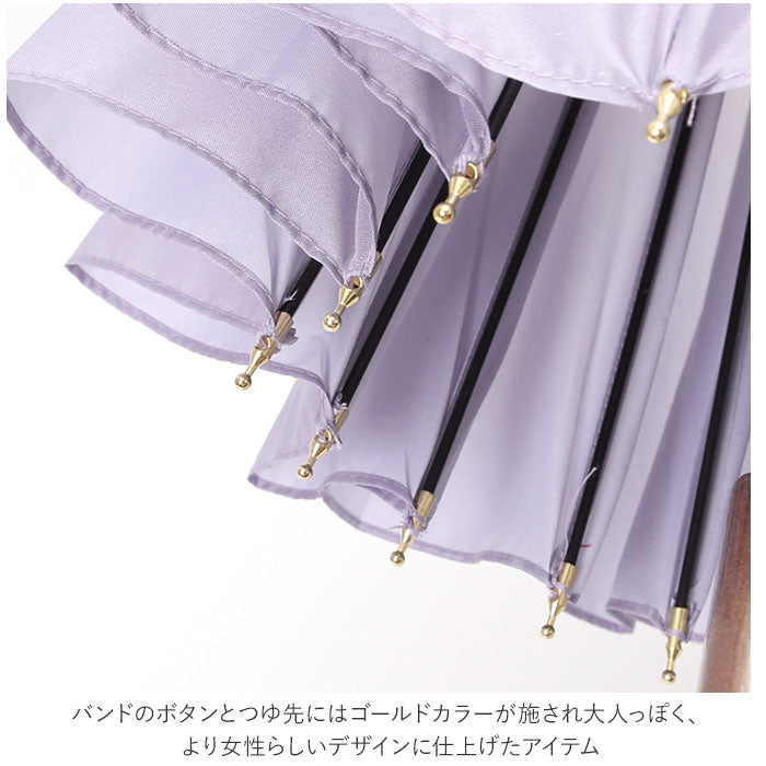 【ウィステリアPURPLE】 傘 レディース ジャンプ 通販 55cm グラスファイバー 16本骨 長傘 雨傘 多骨傘 雨具 丈夫 natural basic ナチュラルベーシック かさ カサ 婦人傘 くすみカラー 雨グッズ レイングッズ