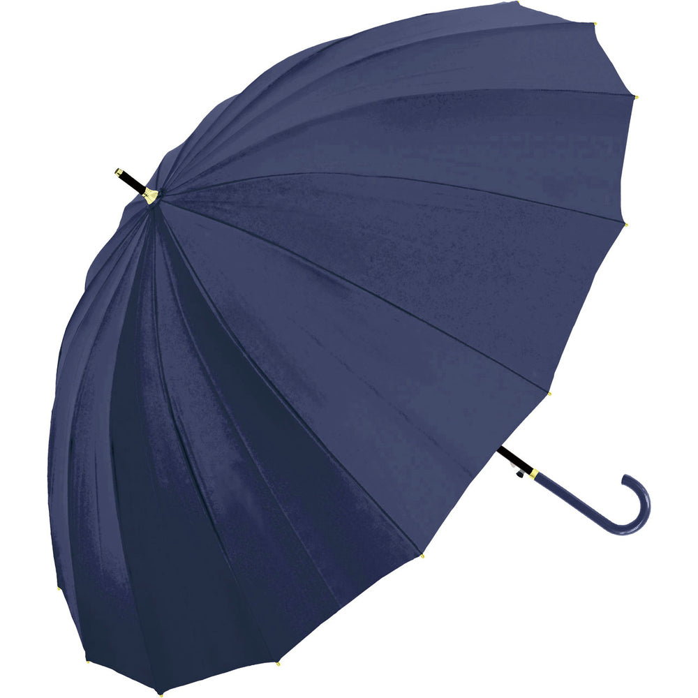 【NAVY・傘】 傘 レディース ジャンプ 通販 メンズ 55cm グラスファイバー 16本骨 長傘 雨傘 多骨傘 雨具 丈夫 natural basic ナチュラルベーシック かさ カサ 婦人 紳士 雨グッズ レイングッズ